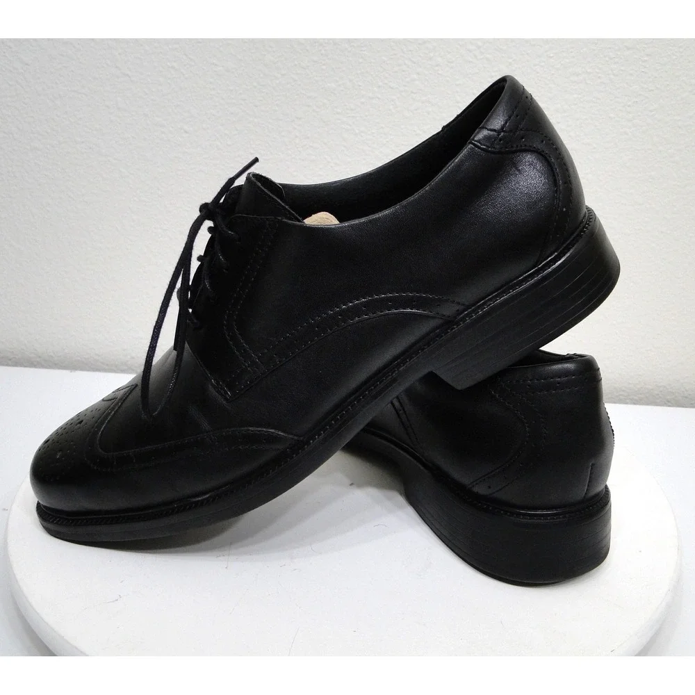 Bostonian Flexlite Mens Black‎ Leather Wingtip Oxford Dress Shoes 23214 Size 12M